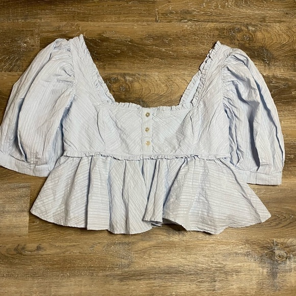 New Free People  Leave It To Me Ivory Crop Top Blouse Button Boho NWOT - Picture 5 of 6